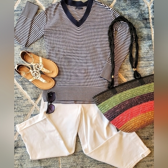 Tommy Hilfiger Cotton Nautical Striped Summer pullover Vneck size S ( 8… - Picture 2 of 16